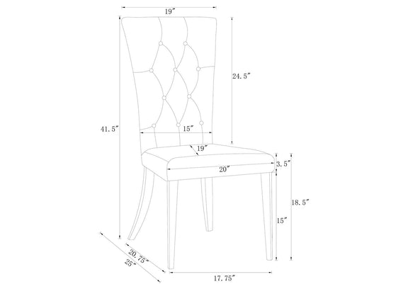 111103 Kerwin Velvet Upholstered Dining Side Chair Grey (Set of 2)