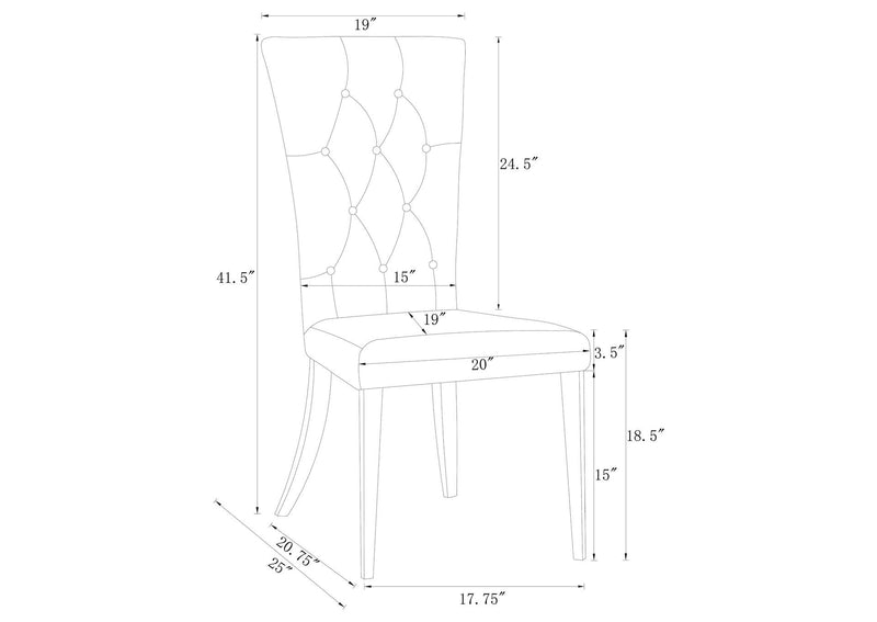 111103 Kerwin Velvet Upholstered Dining Side Chair Grey (Set of 2)