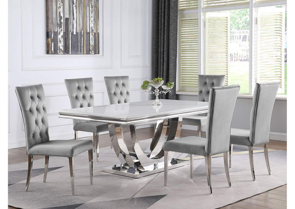 111103 Kerwin Velvet Upholstered Dining Side Chair Grey (Set of 2)