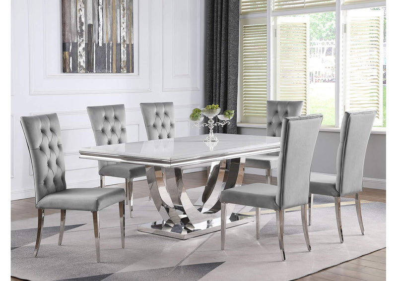 111103 Kerwin Velvet Upholstered Dining Side Chair Grey (Set of 2)