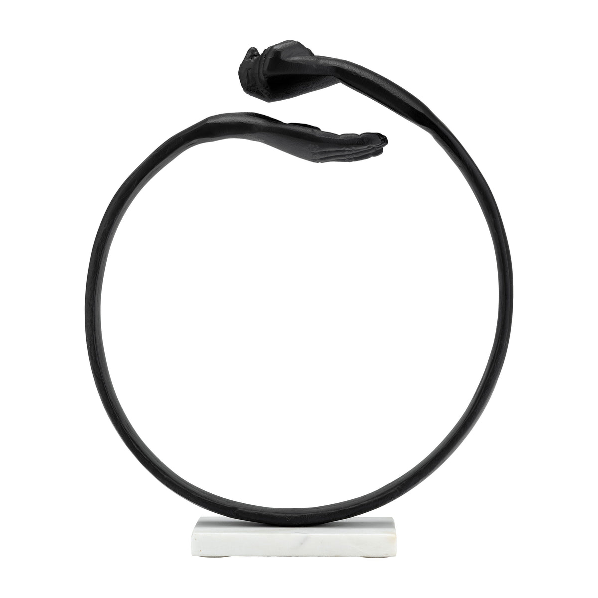 Metal Hand Ring On Base Sculpt 12" - Black / White