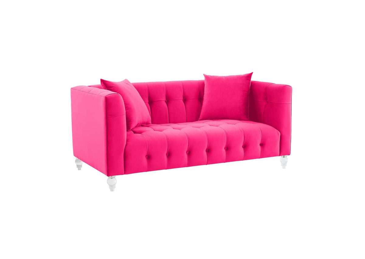 TOV-L68317 Bea Hot Pink Velvet Loveseat