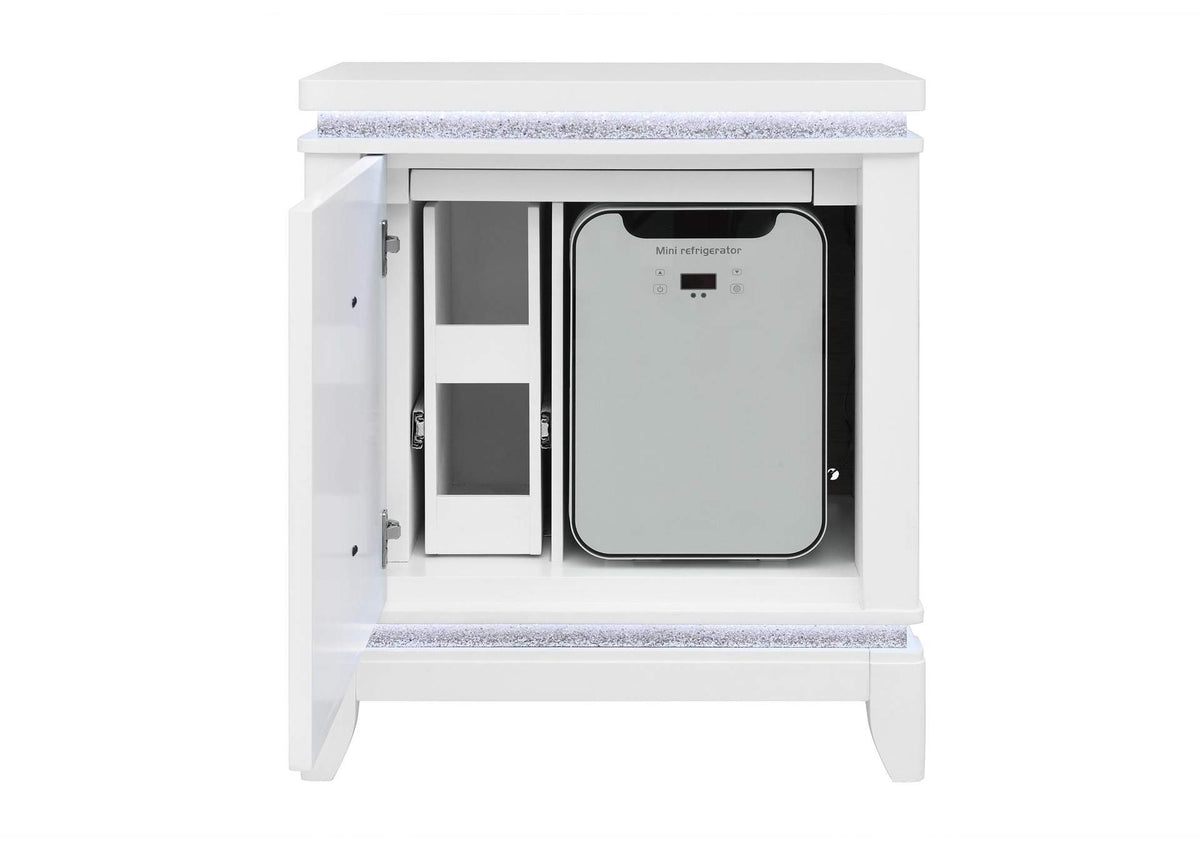 ALINA-WHITE-NS_W_COOLER_LED_SPKR_USB-N ALINA WHITE NIGHTSTAND WITH COOLER, LED, SPEAKER AND USB
