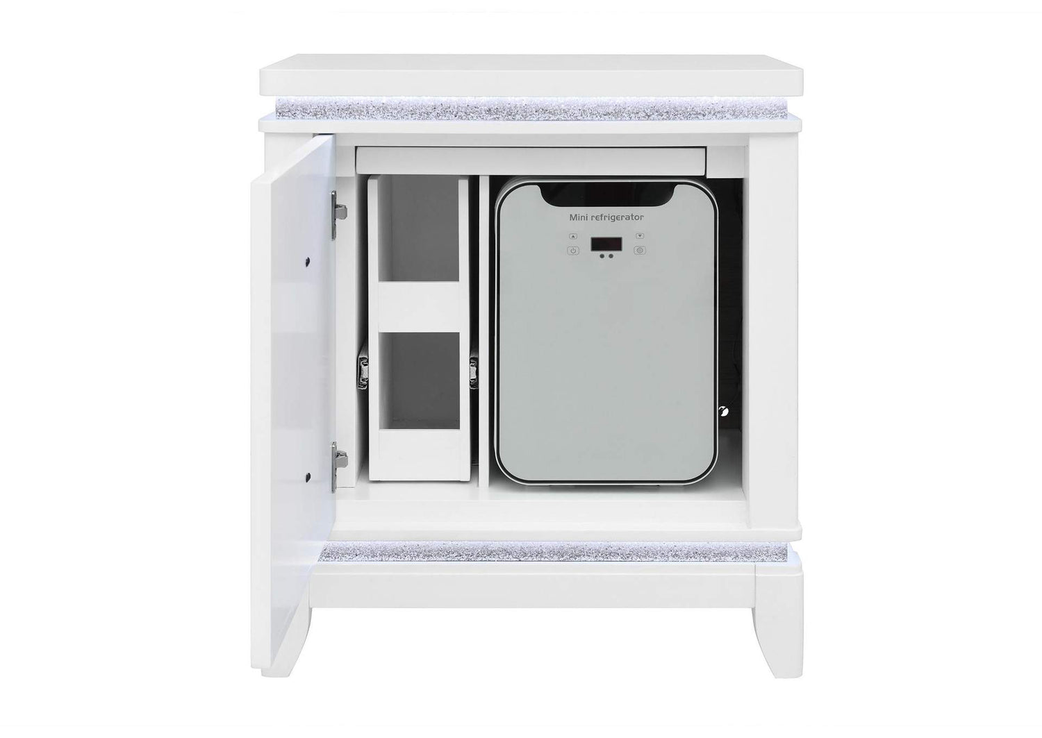 ALINA-WHITE-NS_W_COOLER_LED_SPKR_USB-N ALINA WHITE NIGHTSTAND WITH COOLER, LED, SPEAKER AND USB