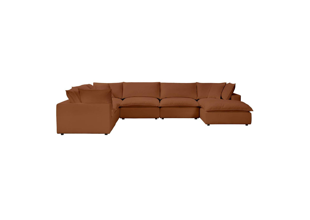 REN-L0098-SEC2 Cali Rust Performance Fabric Modular Large Chaise Sectional