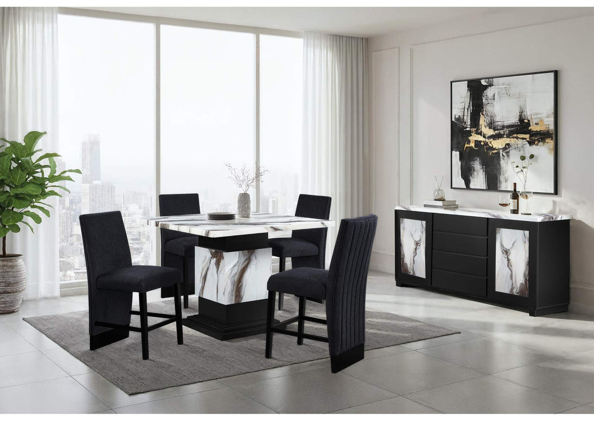 D12BT+D12BS-BLK D12 BAR TABLE AND 4 BAR STOOLS