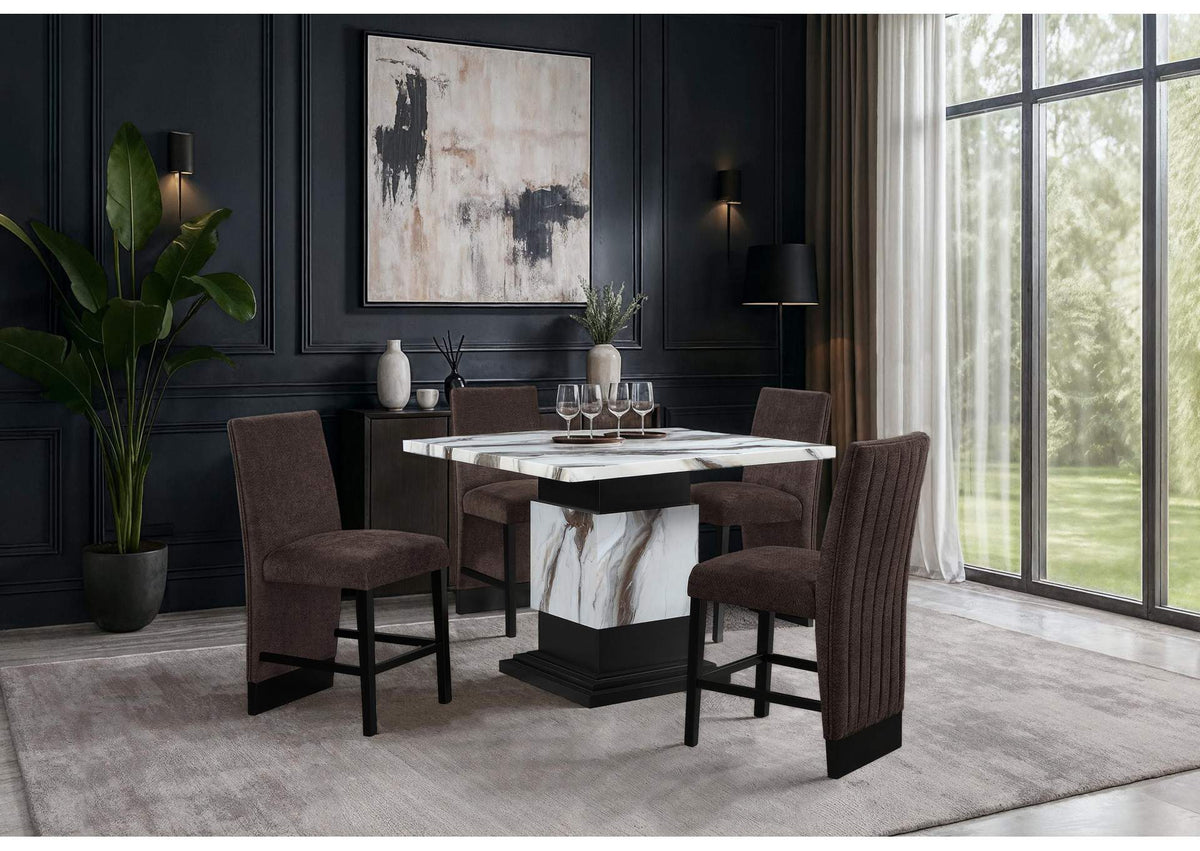 D12BT+D12BS-BRWN D12 BAR TABLE AND 4 D12 BROWN BAR STOOLS