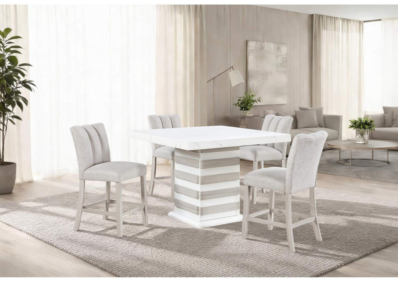 D2507BT+4_D06BS-BEIGE D2507 BAR TABLE WITH 4 D06 BAR STOOLS BEIGE