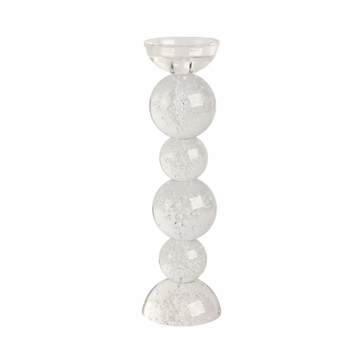 13" Bubble Crystal Candle Holder With Taper - Clear