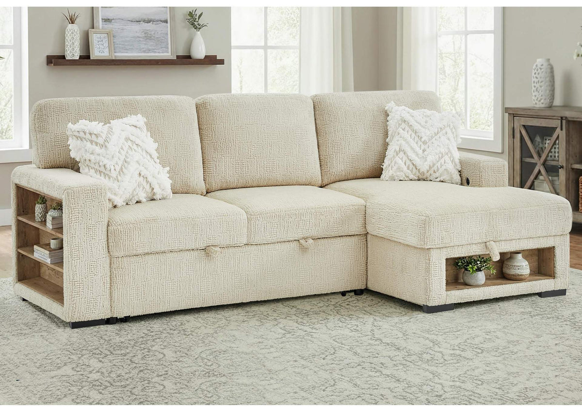 U0222-IVORY-PULL_OUT_SOFA_BED_W_SPKR U0222 IVORY PULL OUT SOFA BED WITH SPEAKER AND 2 PILLOWS