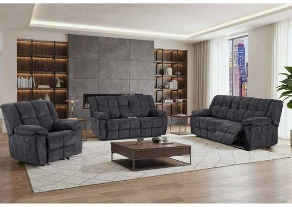 U6000-BLACK-RS_CRLS_R-N U6000 BLACK RECLINING SOFA - CONSOLE RECLINING LOVESEAT