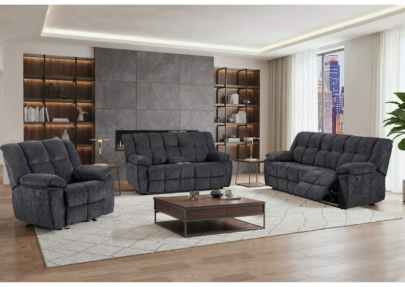 U6000-BLACK-RS_CRLS_R-N U6000 BLACK RECLINING SOFA - CONSOLE RECLINING LOVESEAT