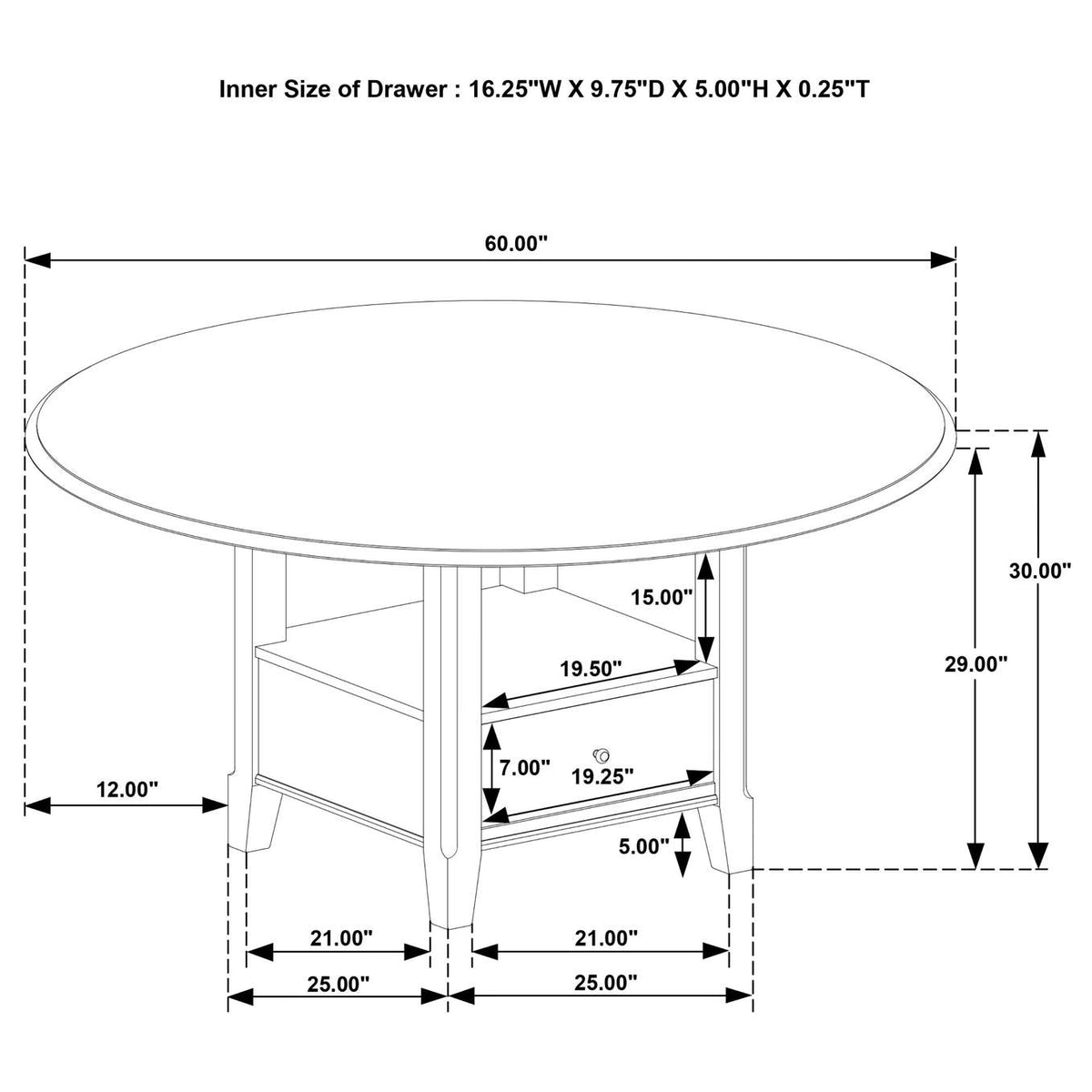 115100-S5 Twyla 5-piece 60-inch Round Wood Dining Table Set Dark Cocoa