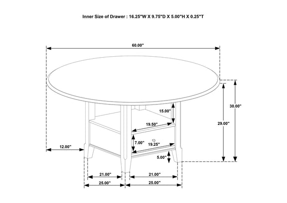 115100-S5 Twyla 5-piece 60-inch Round Wood Dining Table Set Dark Cocoa