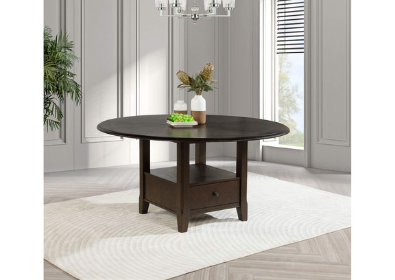 115100 Twyla 60-inch Round Dining Table with Drawer Dark Cocoa