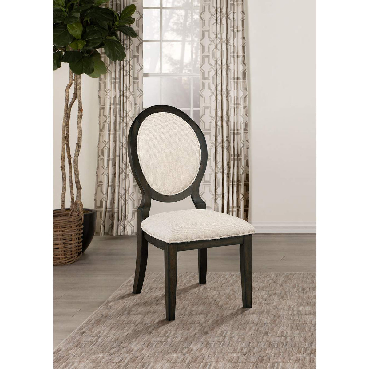 115102 Twyla Oval Back Dining Side Chair Dark Cocoa (Set of 2)