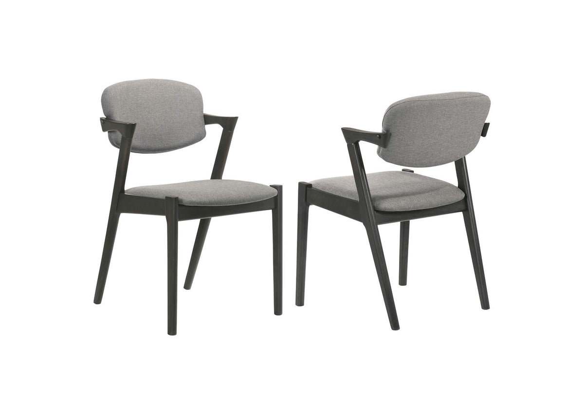 115112 Stevie Padded Wood Dining Arm Chair Black (Set of 2)
