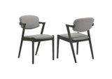 115112 Stevie Padded Wood Dining Arm Chair Black (Set of 2)