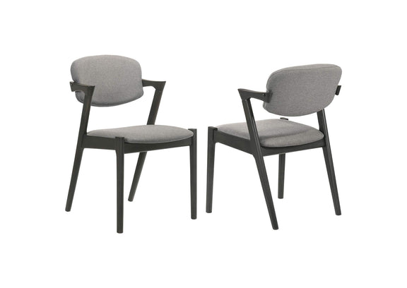 115112 Stevie Padded Wood Dining Arm Chair Black (Set of 2)