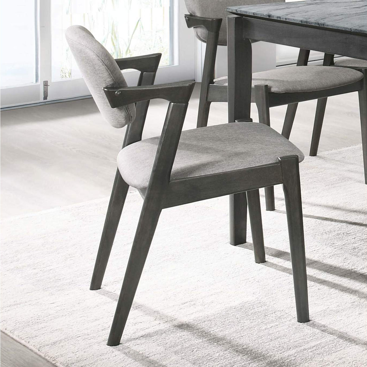115112 Stevie Padded Wood Dining Arm Chair Black (Set of 2)
