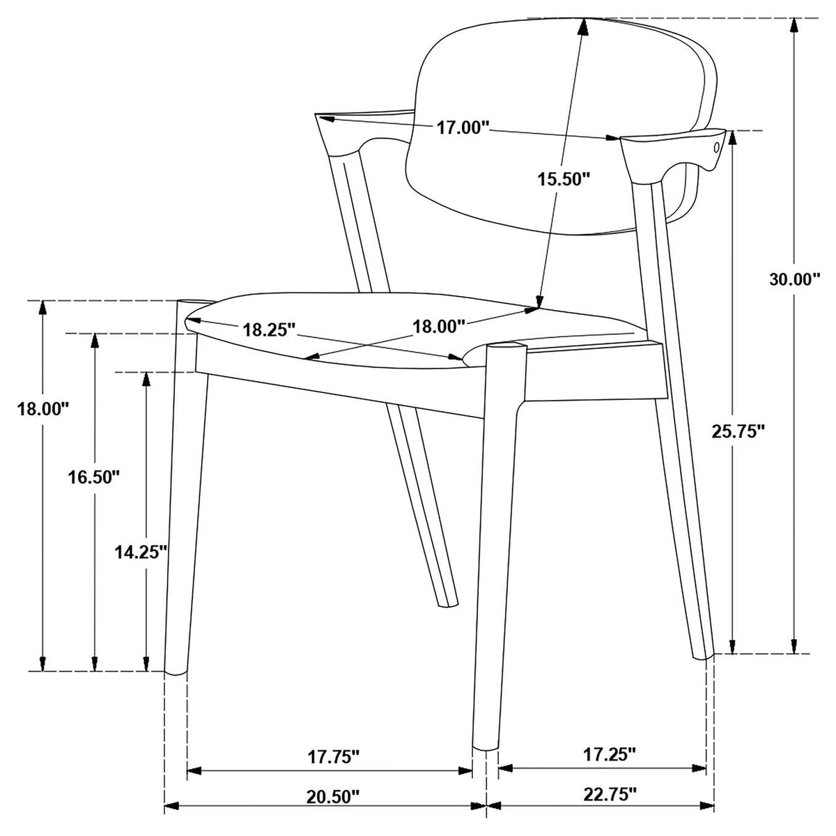 115112 Stevie Padded Wood Dining Arm Chair Black (Set of 2)