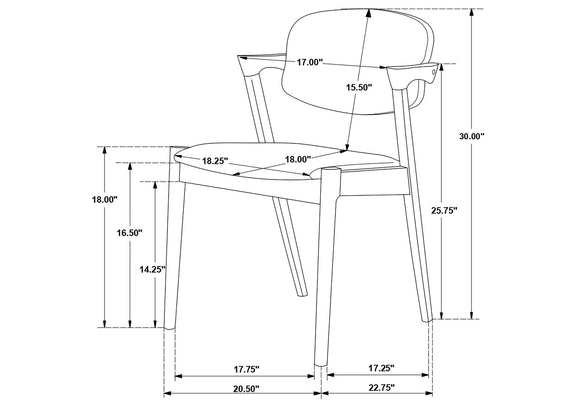 115112 Stevie Padded Wood Dining Arm Chair Black (Set of 2)