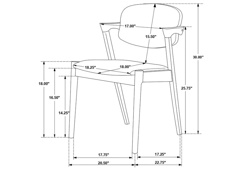 115112 Stevie Padded Wood Dining Arm Chair Black (Set of 2)