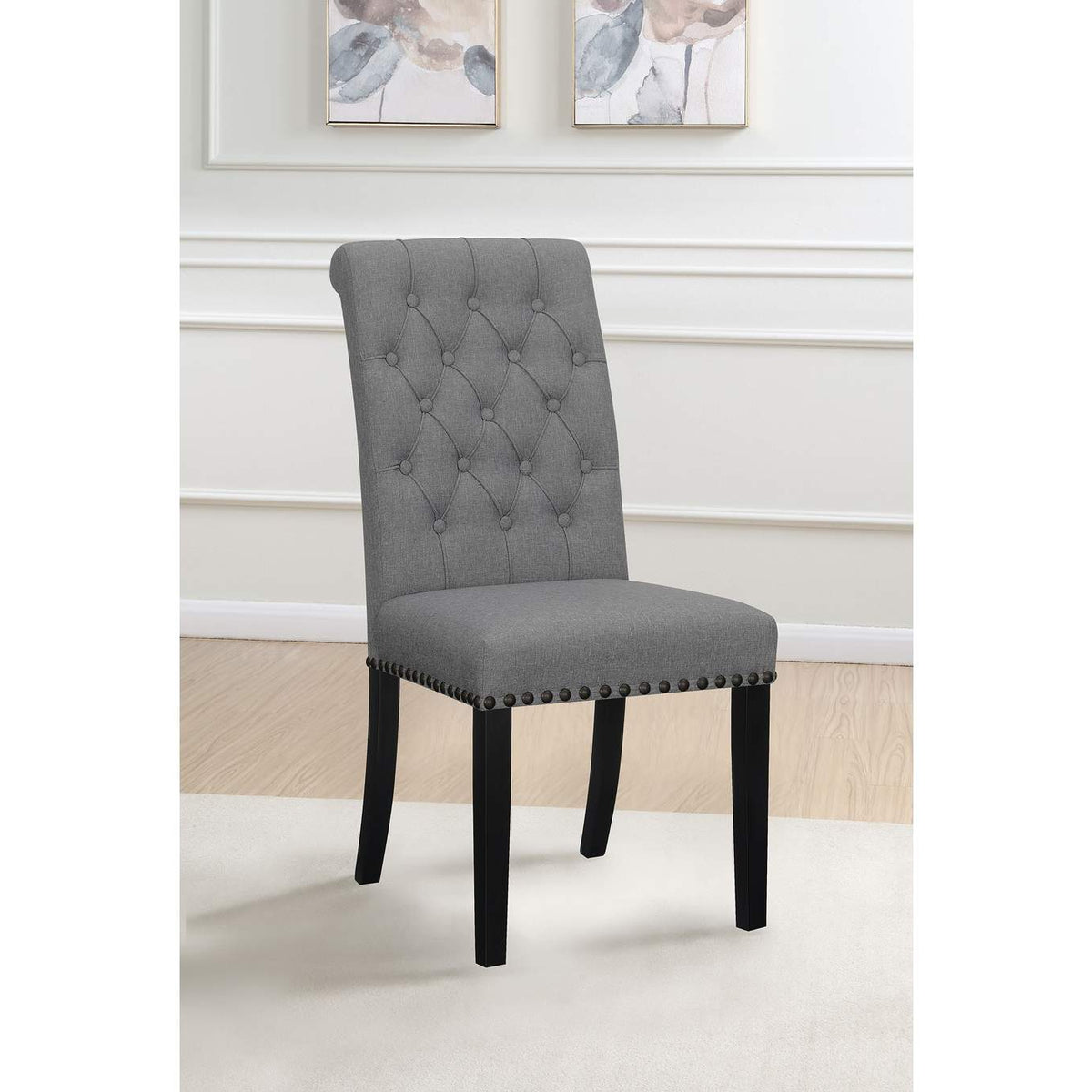 115162 Alana Fabric Upholstered Dining Side Chair Grey (Set of 2)