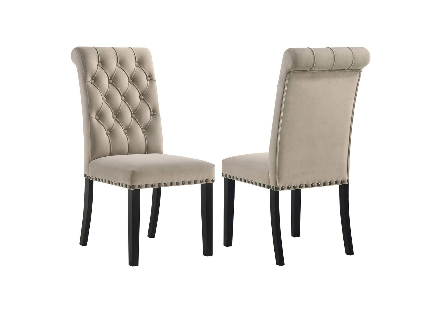 115182 Alana Velvet Upholstered Dining Side Chair Sand (Set of 2)