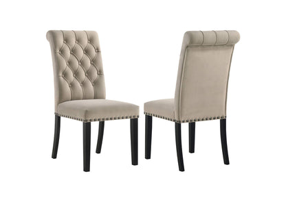 115182 Alana Velvet Upholstered Dining Side Chair Sand (Set of 2)