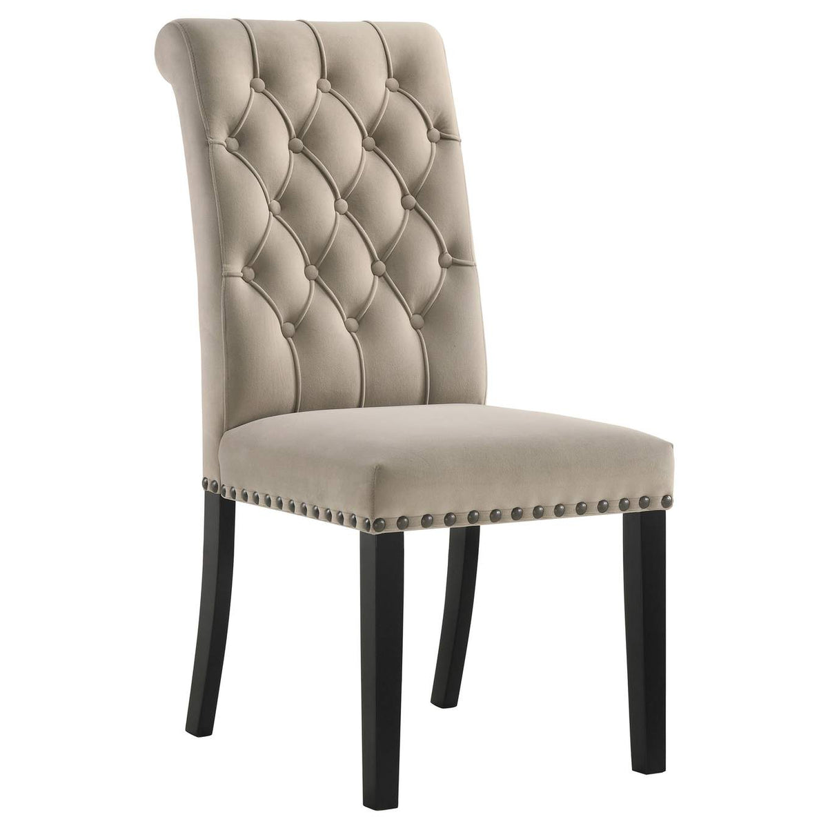 115182 Alana Velvet Upholstered Dining Side Chair Sand (Set of 2)