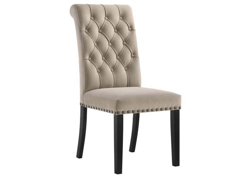 115182 Alana Velvet Upholstered Dining Side Chair Sand (Set of 2)