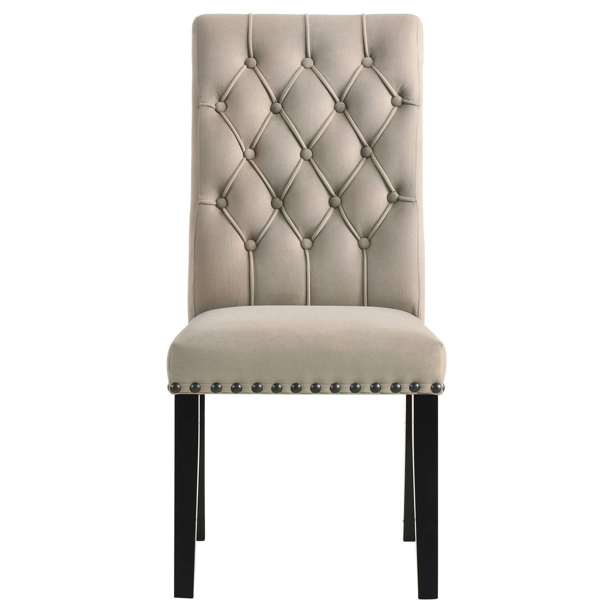 115182 Alana Velvet Upholstered Dining Side Chair Sand (Set of 2)