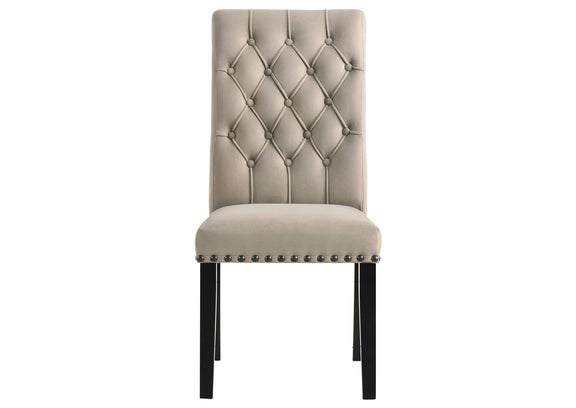 115182 Alana Velvet Upholstered Dining Side Chair Sand (Set of 2)