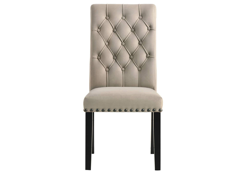 115182 Alana Velvet Upholstered Dining Side Chair Sand (Set of 2)