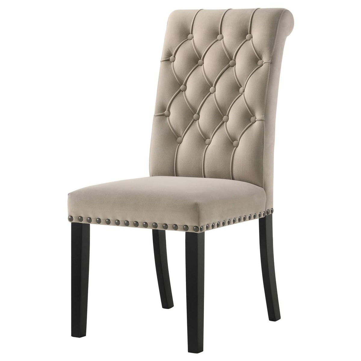 115182 Alana Velvet Upholstered Dining Side Chair Sand (Set of 2)