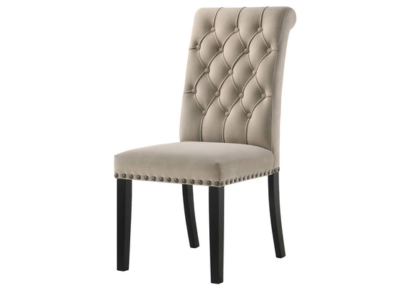 115182 Alana Velvet Upholstered Dining Side Chair Sand (Set of 2)