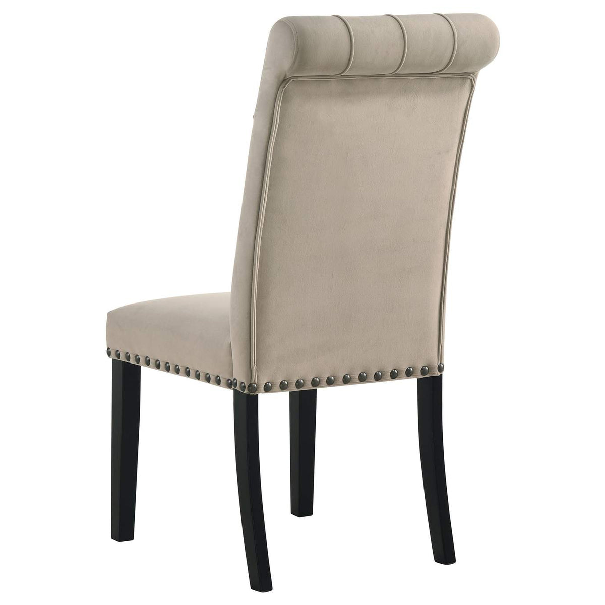 115182 Alana Velvet Upholstered Dining Side Chair Sand (Set of 2)