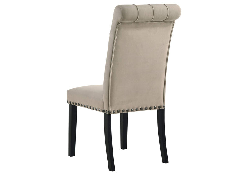 115182 Alana Velvet Upholstered Dining Side Chair Sand (Set of 2)