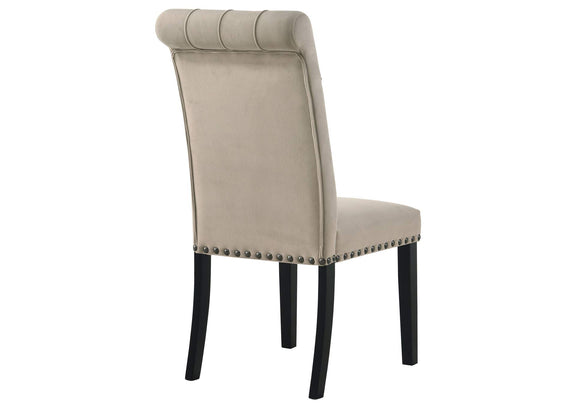 115182 Alana Velvet Upholstered Dining Side Chair Sand (Set of 2)