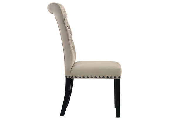 115182 Alana Velvet Upholstered Dining Side Chair Sand (Set of 2)