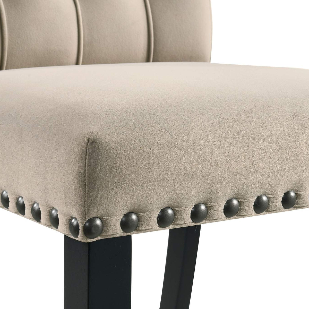 115182 Alana Velvet Upholstered Dining Side Chair Sand (Set of 2)