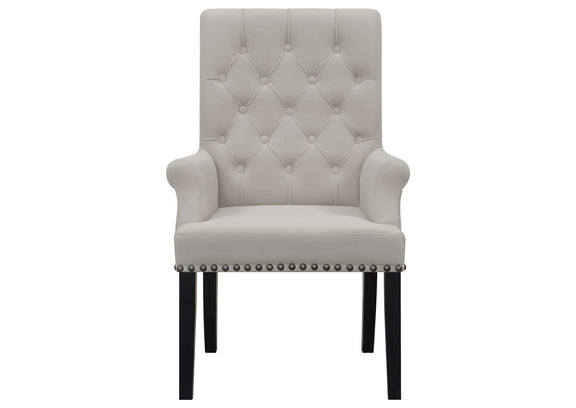 115183 Alana Velvet Upholstered Dining Arm Chair Sand