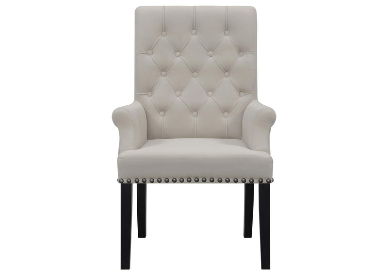 115183 Alana Velvet Upholstered Dining Arm Chair Sand