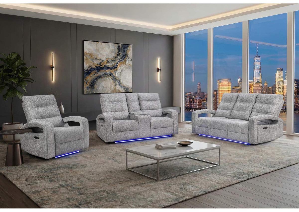 U6611-GREY_15-PRS_PCRLS U6611 GREY 15 POWER RECLINING SOFA - POWER CONSOLE RECLINING LOVESEAT