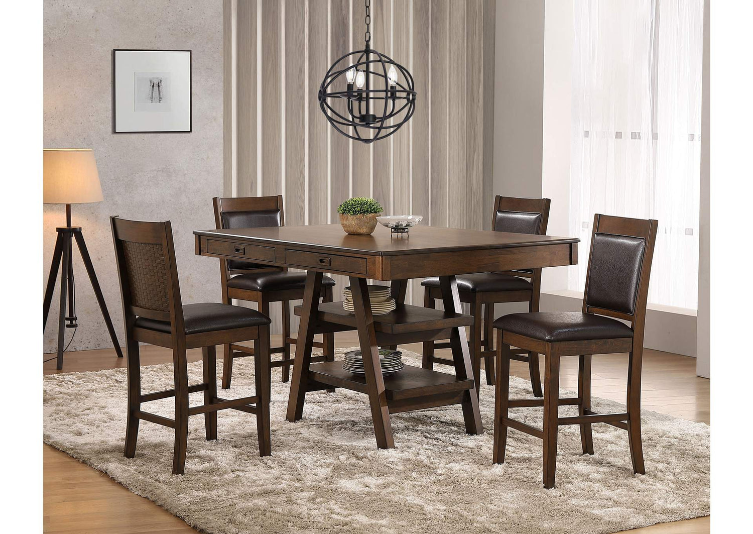Dewey 5-piece Rectangular Dining Table Set Walnut