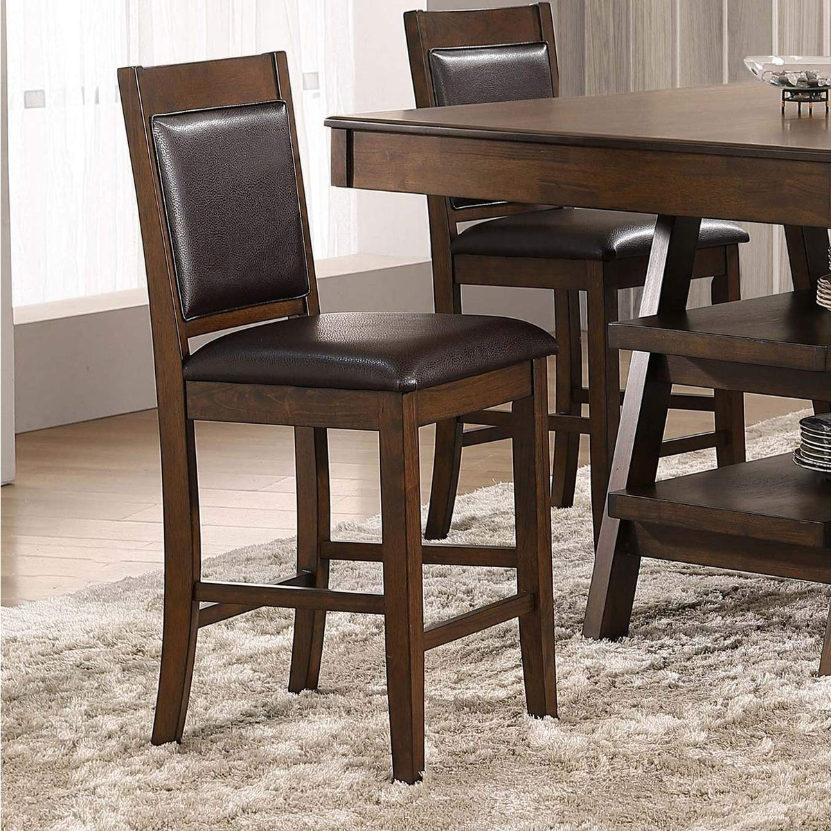 115209 Dewey Upholstered Counter Chair Walnut (Set of 2)