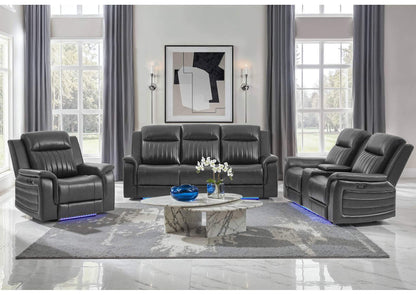 U8879-CHAR_W_BLK_WELT-PRS_PCRLS_PR_W_LED U8879 CHARCOAL POWER REC SOFA - POWER CON REC LOVESEAT - POWER REC W - LED & GL SS