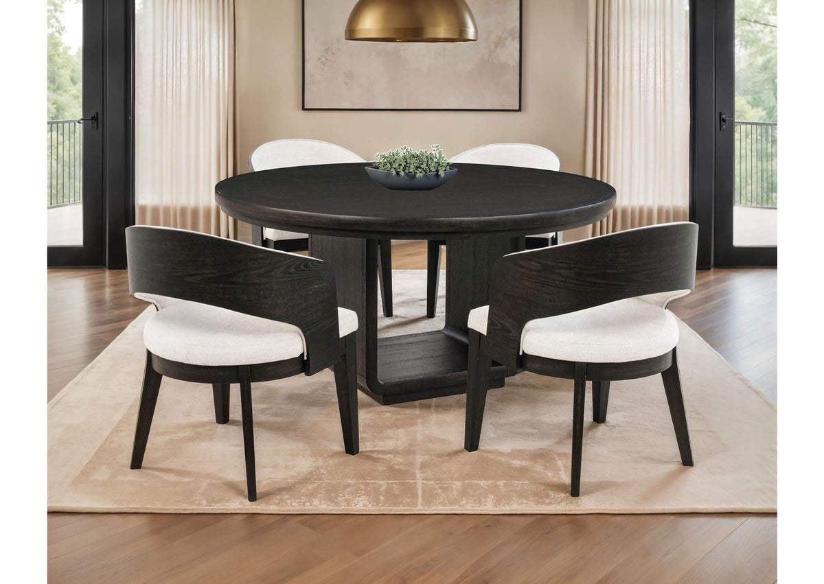 115390-S5A Leandro 5-piece Round Dining Table Set Burnished Black
