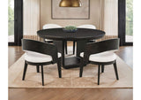 115390-S5A Leandro 5-piece Round Dining Table Set Burnished Black